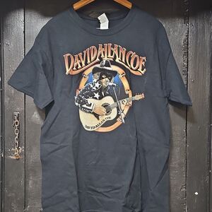 Gildan Ultra Cotton Men's Black David Allan Coe Graphic T-Shirt Crew Neck L